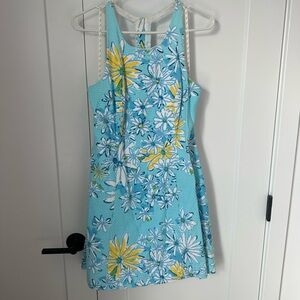 Lilly Pulitzer body con blue and floral dress with T back